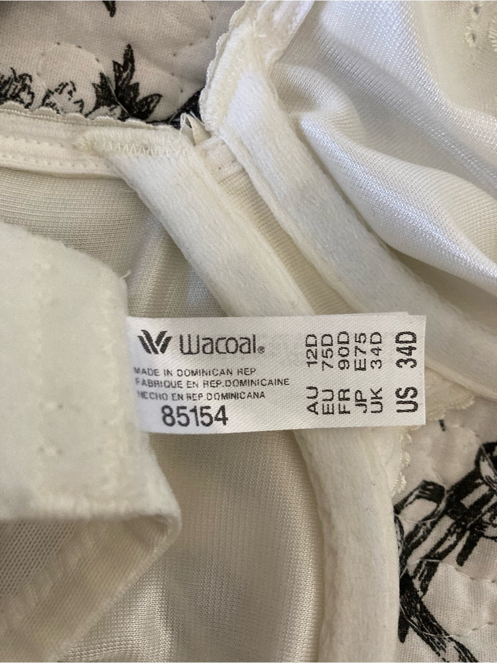 Wacoal Ivory Satin Support Bra with Embroidery - Picture 3 of 4
